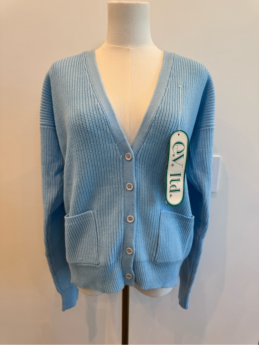 e.v. ltd. Vintage 70-80s  Deadstock Baby Blue Cardigan Sweater Coquette Pastel